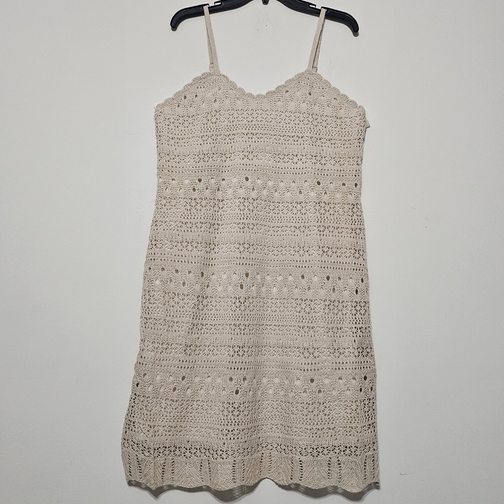 Festival Women Dress Large Beige Sweetheart Mini‎ Crochet Sleeveless New 281